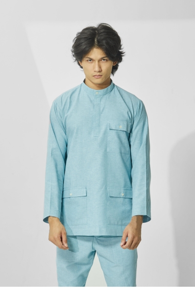 Baju Melayu Cekak Musang Kauru, Pastel Cadet Blue